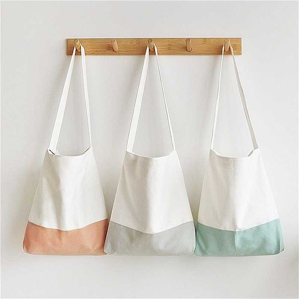

simple casual canvas bag women girls fashion large capacity storage handbag shoulder bag tote reusable shopping