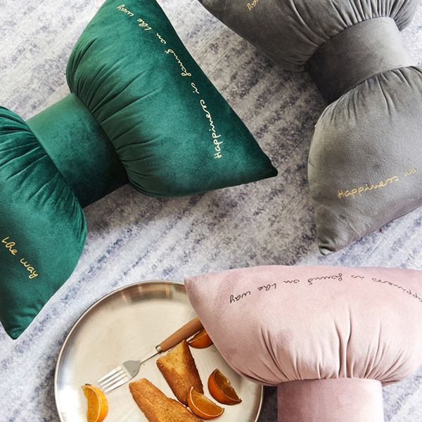 

velvet solid color bow waist pillow pillow sofa back pad waist simple multifunctional cushion home car rectangular core