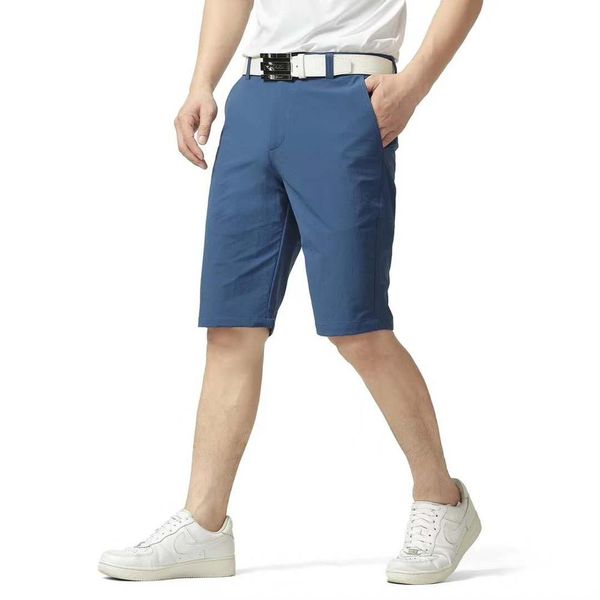 

2019 summer golf sportswear men's knee length shorts breathable quick-drying men's solid color sports golf shorts 30-40, Black;red