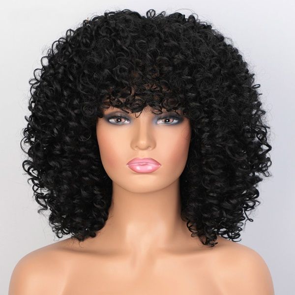 

wondero short wige afri kinky curly wig for women 8 colors available black natural afro high synthetic temperature hair