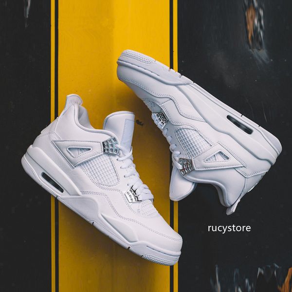 

new 2019 4 4s white cement pure money men basketball shoes bred royalty game royal sports training sneakers with shoes
