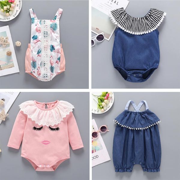 

newborn baby girl clothes climbing romper 100% cotton Flamingo Print romper girl kids summer rompers 0-2T Baby & Kids Clothing