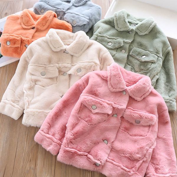 

autumn and winter 2019 wholesale jacket for girls collar and double pockets mink-like suede, Blue;gray