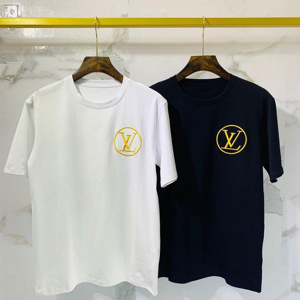 

2020 французская весна и лето алфавит печати высокого качества мода мужчины и женщины топ хлопок спорт свободные повседневные черный белый т, White;black