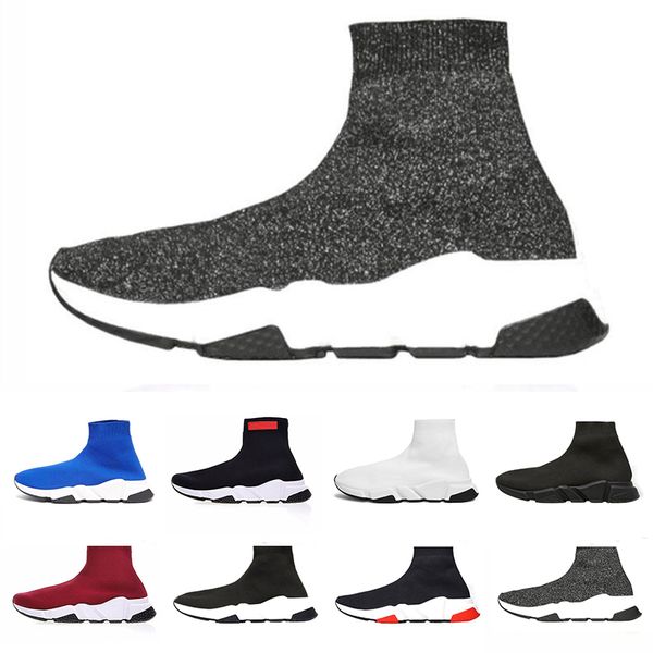 

With Box 2019 New Speed Trainer Men Womens Designer Sock Shoes High Quality Triple Black White Red Fashion Luxury Women Flat Casual Sneakers