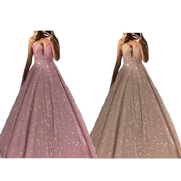 

2020 prom dresses deep v neck ball gown robes de soiree sequined 2019 royal blue prom party evening gowns special occasion dresses, Black