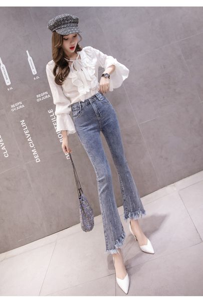 

blue women's tailored waist and hip princess jeans bk157