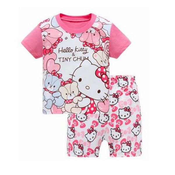 

summer girls pajamas suits short sleeve kids pijama character children pyjama sets boys sleepwear bottom clothing yw10, Blue;red