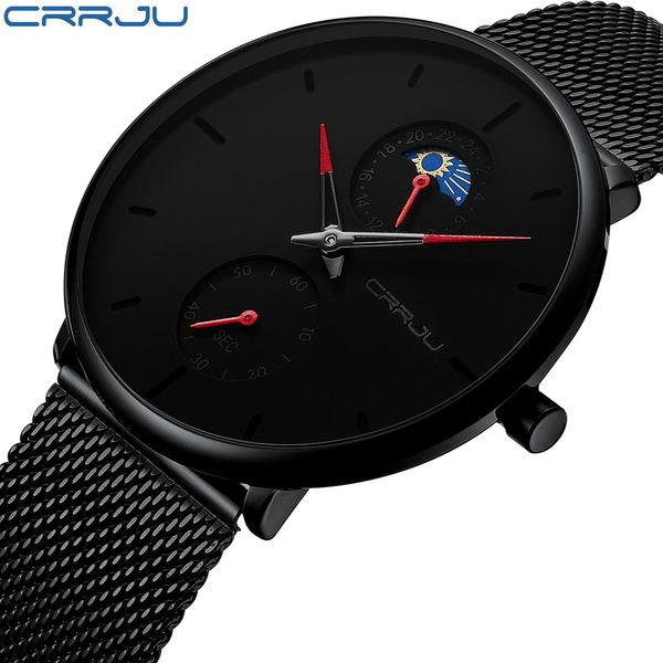 

crrju 24 hour sport watch men luxury ultra-thin men's watch fashion waterproof men clock relogio masculino reloj hombre, Slivery;brown