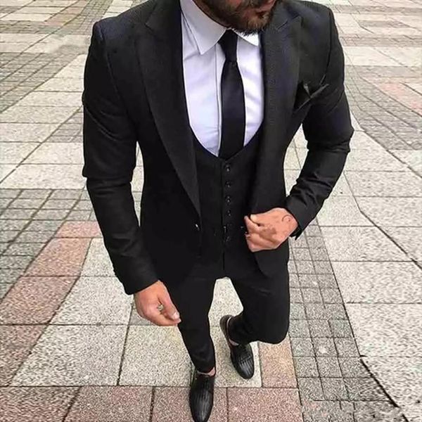 

setwelldrees wedding suits mens formal business prom suit man tuxedos slim fit custom made groom wedding tuxedos (jacket+pant+vest, Black;gray