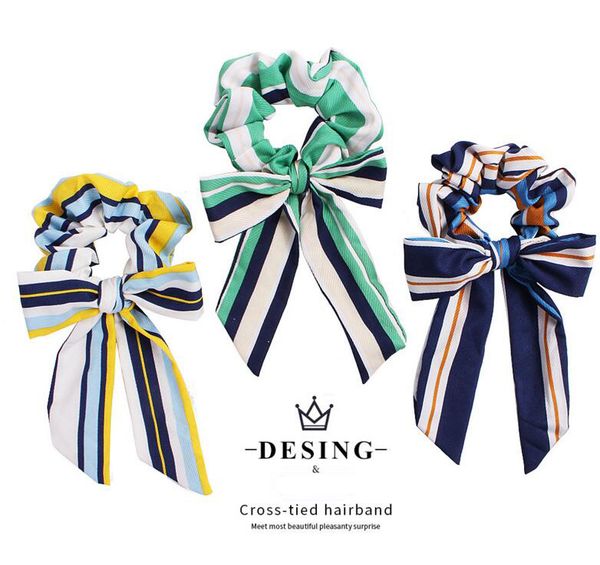 

019 scrunchie hair bows elastic hair band rubber hairs rope ponytail holder women hair accessories sweet women girl headband, Slivery;white