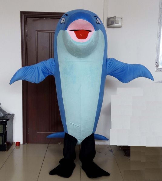 

2018 the happy blue dolphin mascot costume for to wear for sale, Red;yellow