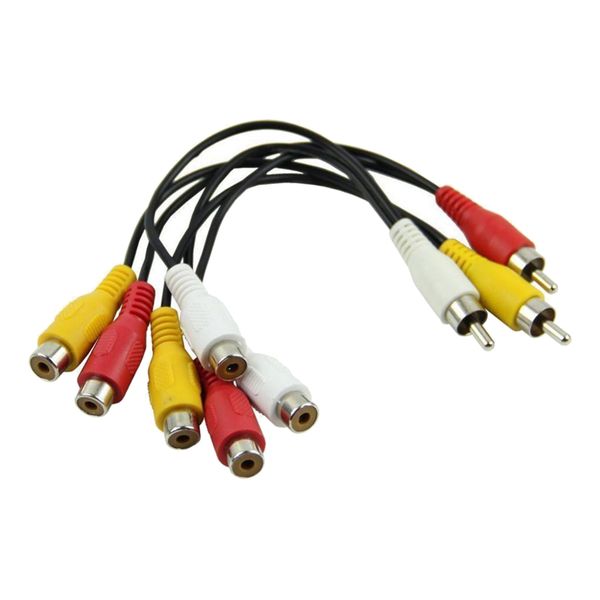 

12 inch 3 rca male jack to 6 rca female plug splitter audio video av