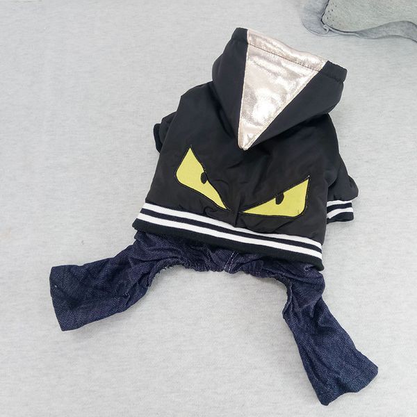 

winter fleece dog cotton padde coat clothes monster halloween costume for small dog cat pet denin jeans pants jacket warm hoodie