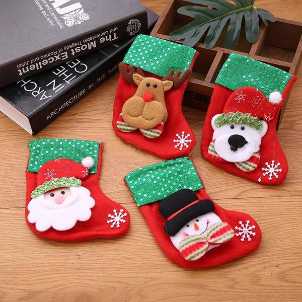 

christmas stocking cartoon santa claus christmas family tree ornament xmas sock candy gift bag home party decorative an2592