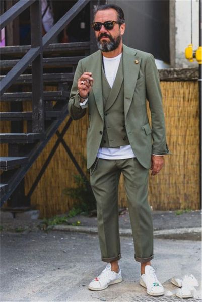 

latest coat pant designs olives green double breasted vest men summer suits casual 3 pieces tuxedos new(jacket+vest+pants, White;black
