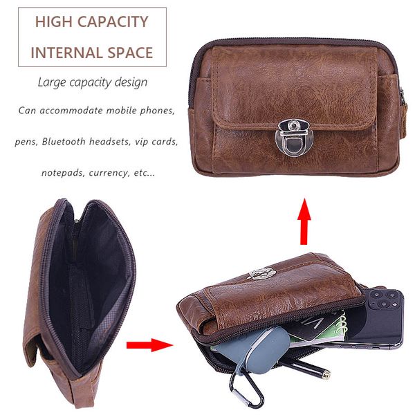 

good pu leather men waist bag handbag pack zip coin purse fanny pack pocket belt hand bag for iphone 11 pro max xs