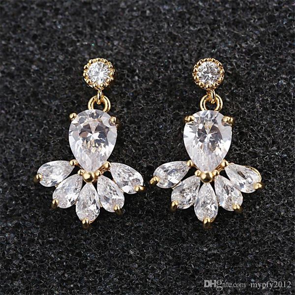 

new fashion silver gold color 925 sterling silver plated micro zircon flower dangle earrings for women wedding party gifts female drop earri