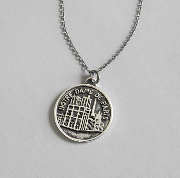 

designer cathÃ©drale notre dame de paris necklace s925 sterling silver necklace vintage notre dame coin tag necklace woman