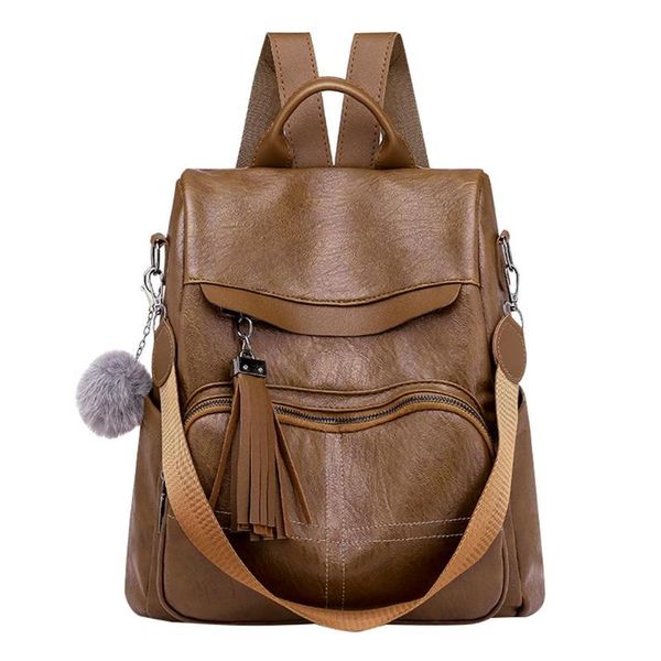 

women backpack soft leather anti-theft large capacity leisure travel bag woman teenage fashion shoulder backpack casual daypack