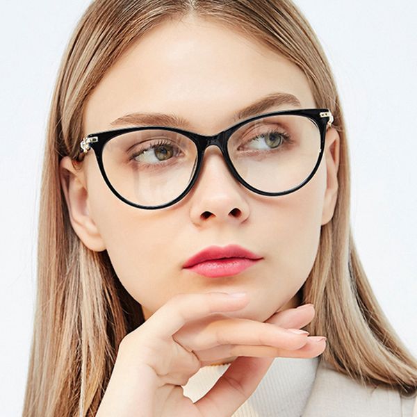 

sozotu cat eye spectacle frame women eyeglasses computer prescription optical for female eyewear clear lens glasses frame 97544, Black