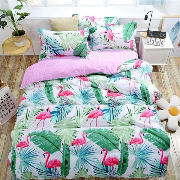 Flamingo Kid Bed Cover Set Cartoon Duvet Cover Adult Child Bed