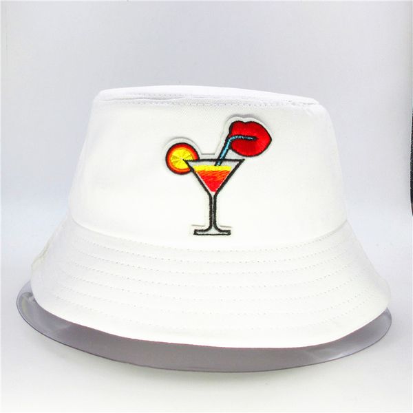 

ldslyjr cartoon cocktail embroidery cotton bucket hat fisherman hat outdoor travel sun cap hats for men and women 292