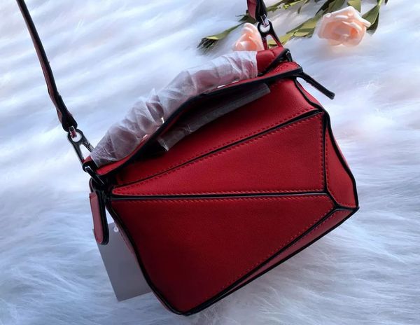 

mini geometric bag folding and splicing package large capacity real skin single shoulder slant arm hand-held pillow bag