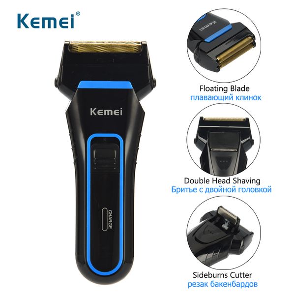

kemei twin blade electric foil shaver rechargeable with replacement shaving head and cordless double heads razor 40d