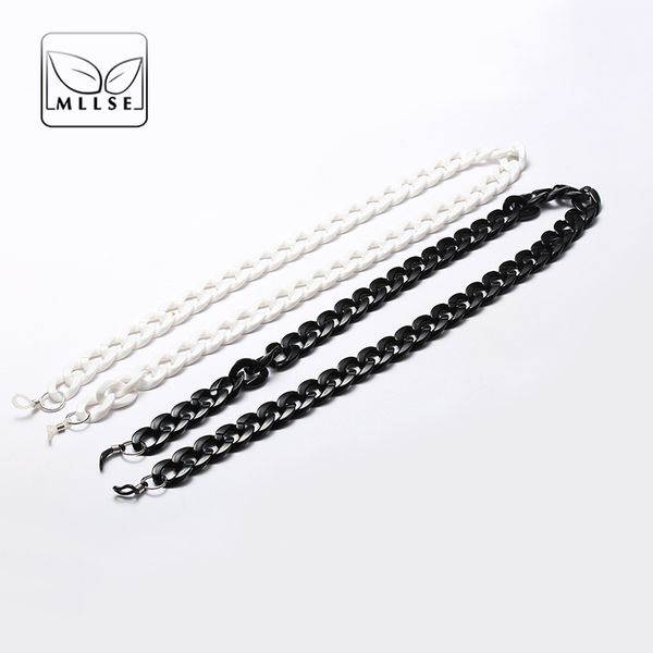 

mllse бренд личность мода очки цепи женщины мужчины солнцезащитные очки ретро цепи женский большой черно-белый, White;black