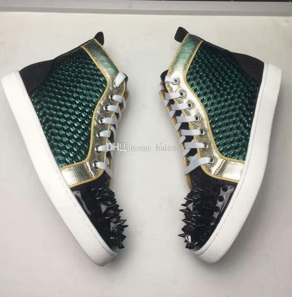 

luxury designer high-cut studded pik pik no limit red bottom sneaker shoes for men,women casual high shoes spiked high platforms, Black