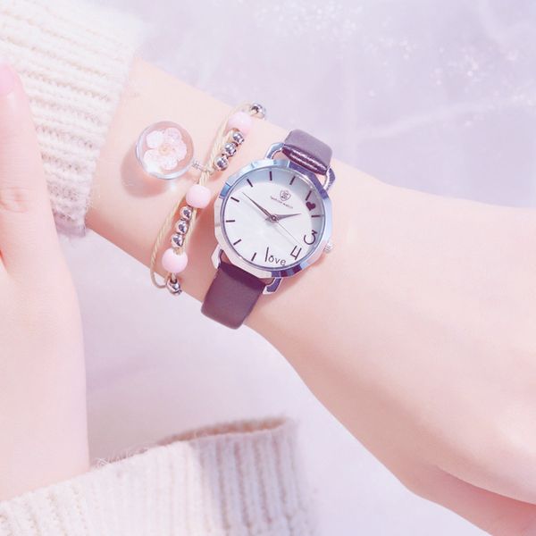 

js women quartz wristwatches cute children girl students small wrist bracelet watches female ladies watch, Slivery;brown