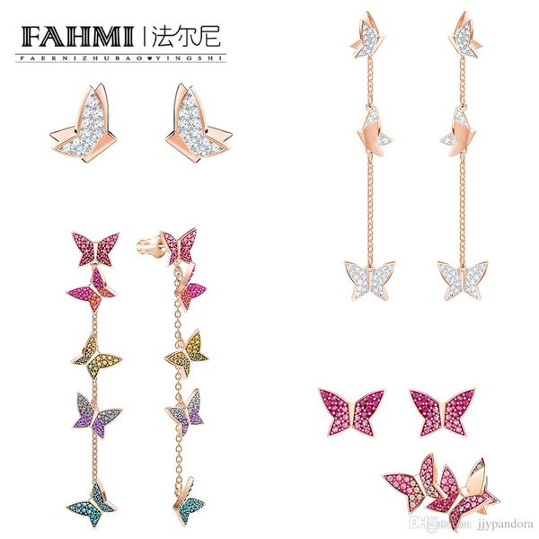 

fahmi swa lilia rose gold butterfly tassel perforated hoop long earring romantic and elegant brings a stylish, avant-garde look, Golden;silver
