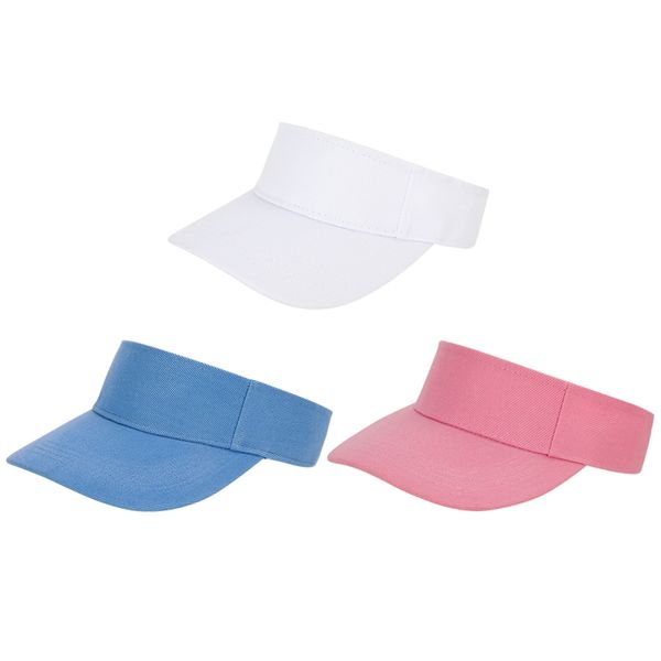 

3ps man cotton cap adjustable for running tennis golf empty visor cap women sunscreen hats, Blue;gray