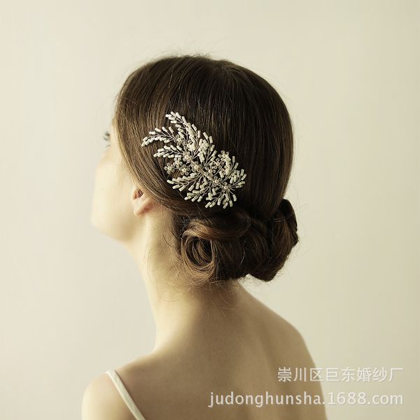 

leliin gold bridal hair comb wedding hair headpiece crystal barrette bride pins jewelry, Golden;white