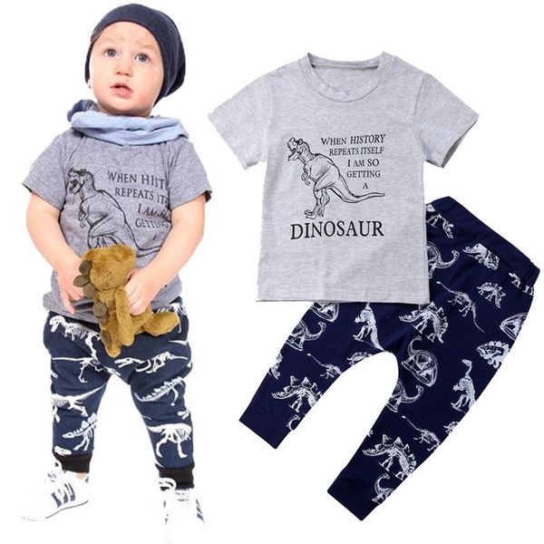 

pudcoco girl set 1y-6y uk new toddler kids baby boys dinosaur t-shirt pants leggings outfit clothes, White