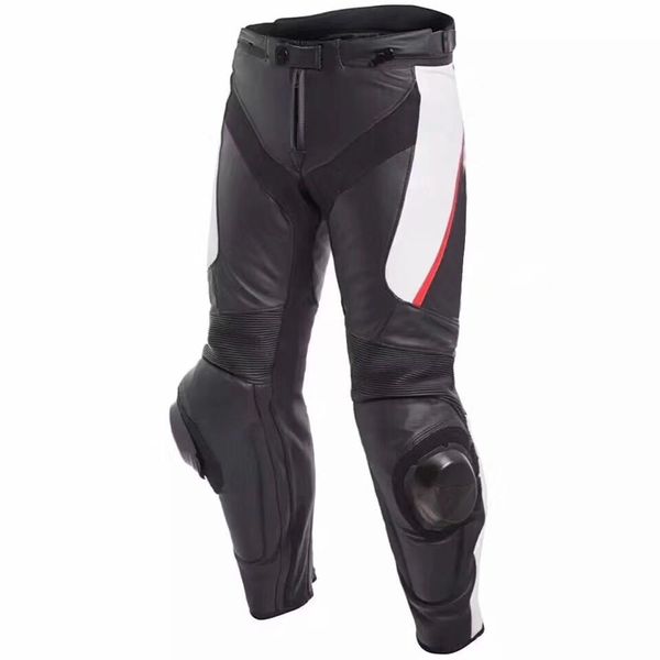 

black white dain delta 3 leather pants motorcycle motocross traveling riding anti-fall pants with knee protector slider, Black;blue
