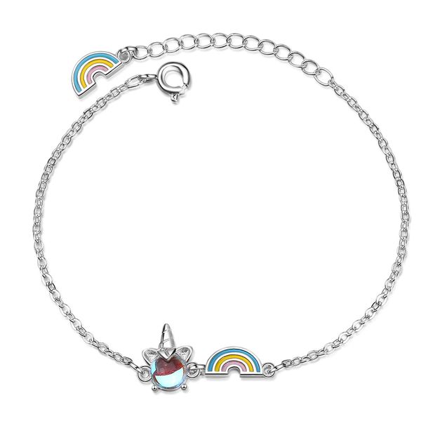 

colorful unicorn rainbow bracelet net red niche design students multicoloured moonstone jewelry, Golden;silver
