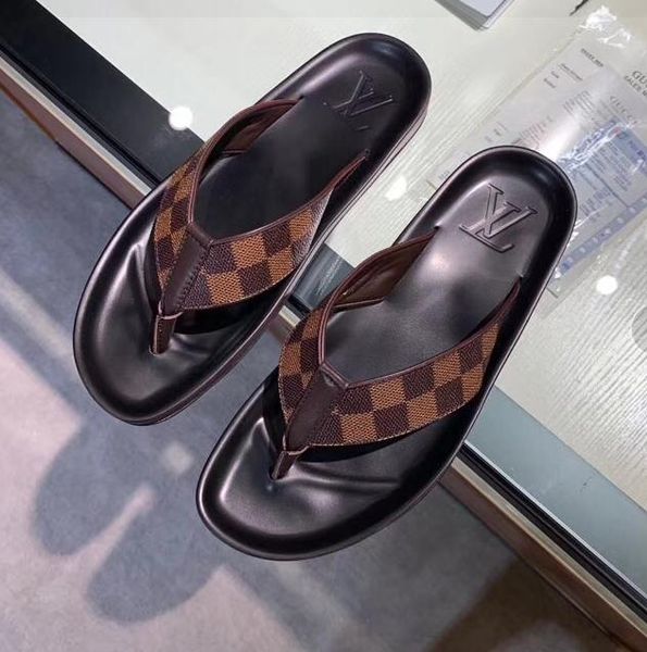 

G1053N Free shipping summer new products good quality logo square lattice men's slippers men's flip-flops feet slippers sandals non-slip rub