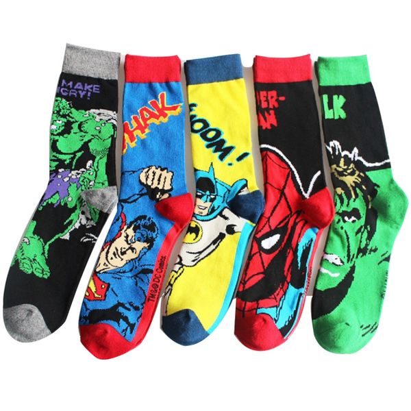 

usa fashion cartoon anime socks men long happy art funky socks crazy cool flashcaptain marvel, Black