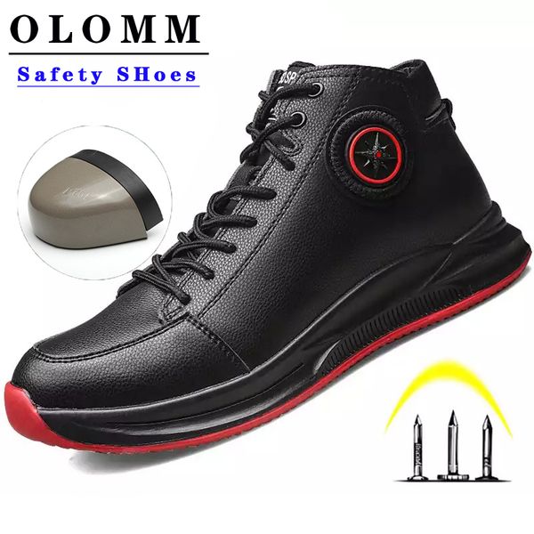 

work shoes with steel toe safety boots industrial men office boots indestructible anti smashing puncture proof protective, Black