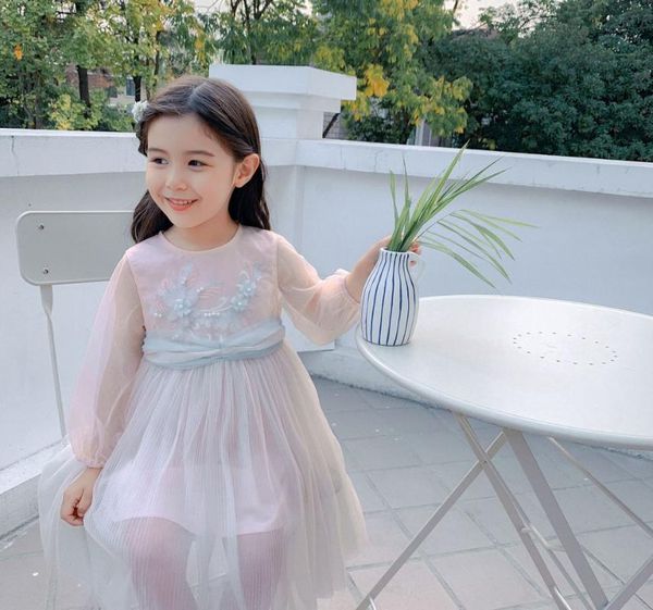 

5305 floral pearls embroidery princess baby girl dress 2020 spring party wedding easter day kid dress for girl wholesale clothes, Red;yellow