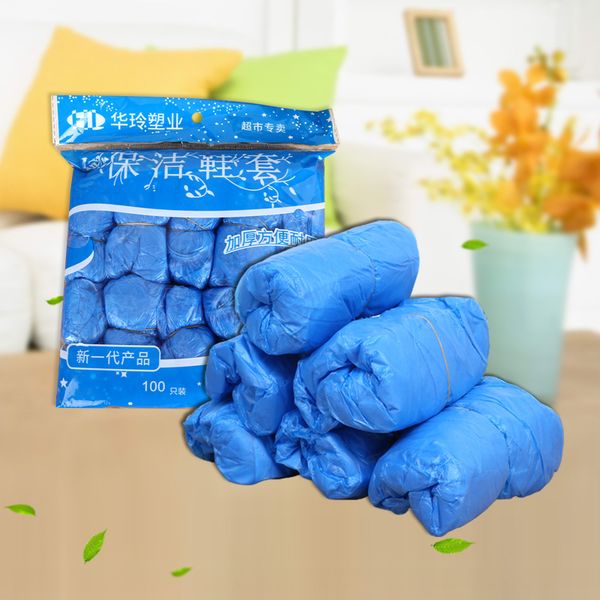 

100pcs / bag plastic waterproof disposable shoe cover thickened household floor carpet antifouling clean rainy day shoe cover