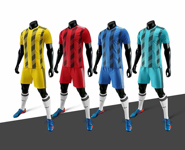 

wholesale customized men football uniforms mens kits sports clothes tracksuits discount boy football sets with shorts b44-01, Black;red