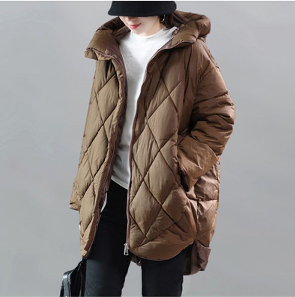 

winter parkas women fashion loose thicker padded coat new hooded zipper pocket casual female 2019 all-match parkas overcoat, Black