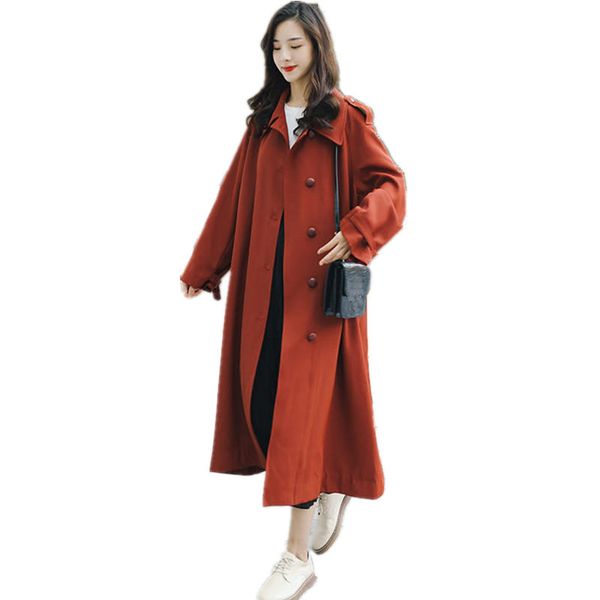

vintage long trench coat women clothes plus size harajuku windbreaker female elegant loose long sleeve women trench coats q1848, Tan;black