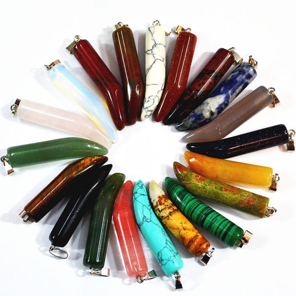 

new fashion natural stone ox horn chilli pendants charms necklace for diy women jewelry making 12pcs/lots ing, Silver