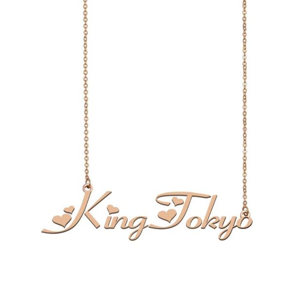 

kingtokyo personalized script nameplate necklace custom name charms women wedding stainless steel, Silver