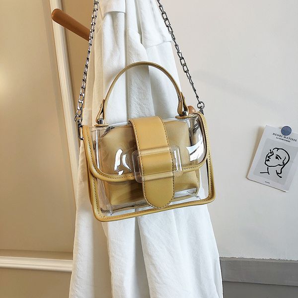 

2020 summer new mini bag women's single shoulder messenger bag square sling chain pvc transparent handbag