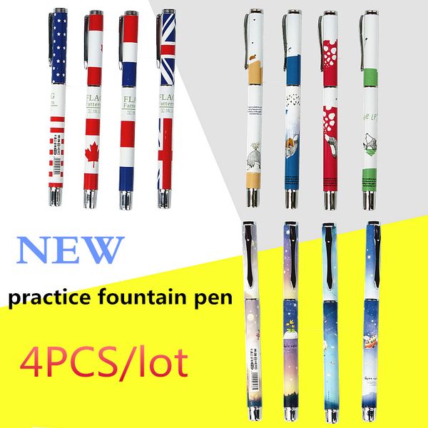 

4pcs/lot new student writing practice fountain pen student reward gift 0.38mm ink pen cute and good quality